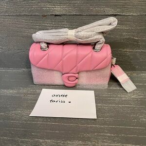 NWT Coach Vivid Pink Quilted Tabby 20